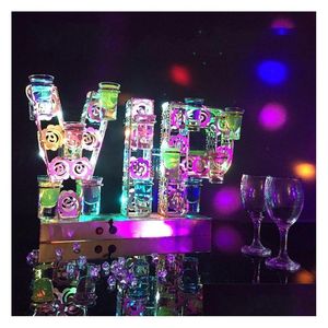 Autres fournitures de fête d'événement Supplies rechargeables Lumineux Lumineux VIP S Glass Tray LED Cocktail Stand Wine Tup Tup pour bar Disco Decora Dhilf