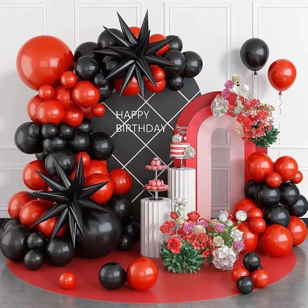 Autres fournitures de fête d'événement Rouge Noir Ballon Arch Set Black Drop Ballon Fête d'anniversaire Baby Shower Anniversaire de mariage 231005