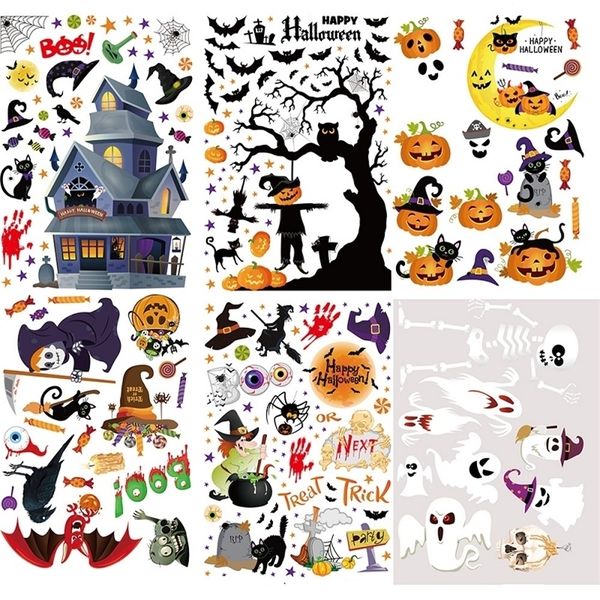 Autre époux de fête d'événement fournit des autocollants muraux Halloween amovibles Horror Grim Reaper Witch Pumpkin Window Stickers for Halloween Party Home Bar Bar Floor Wall Decal 220901