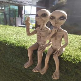 Andere evenementen Feestartikelen Hars Alien Standbeeld UFO Sculptuur Beeldje Buiten Huis Tuin Decor Halloween Ornamenten Tuindecoratie Miniaturen Q231010