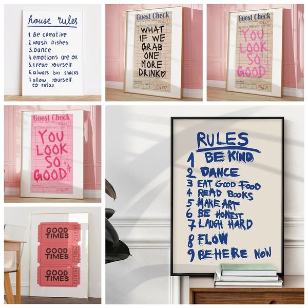 Autre événement fête fournitures rétro moderne règles citation à la mode invité chèque cadeau bons moments mur Art toile peinture affiches pour salon dortoir décor à la maison 230818