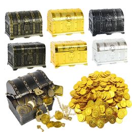 Andere evenementenfeestjes Retro Pirate Treasure Box Retro Gem Sieraden Treasure Storage Box Pirate Treasure Box met Lock Decorative Halloween Party Props 230425