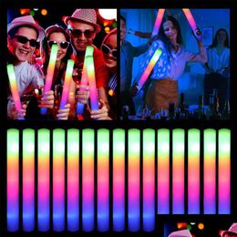 Autres fournitures de fête d'événement RVB LED Glow Mousse Stick Cheer Tube Colorf Lumière dans les décorations de festival de mariage d'anniversaire sombre Jn13 Dhdy5