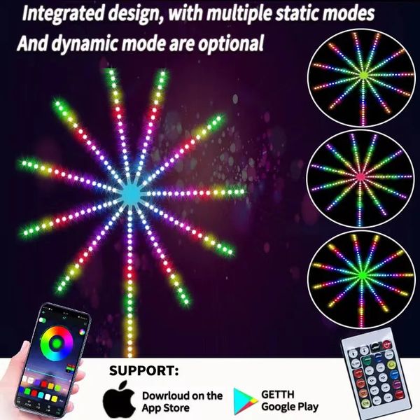 Autres fournitures de fête d'événement RGBIC Firework LED Strip Lights Bluetooth APP Contrôle Musique Sound Sync DC 5V Lampe USB pour décoration murale Dream Color Christmas 231025