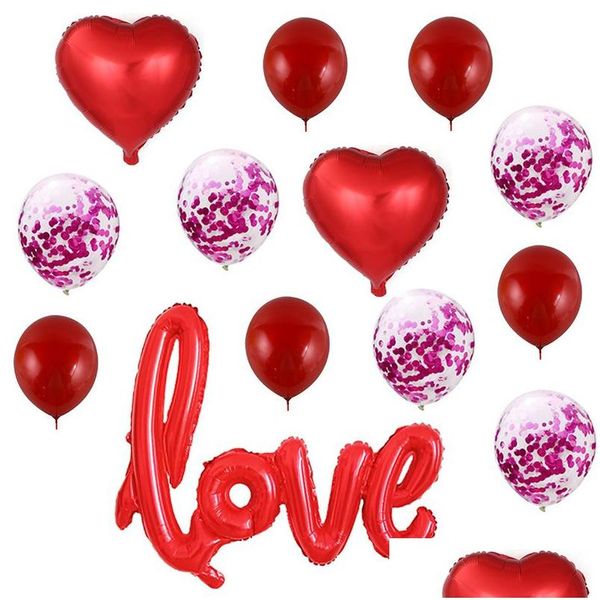 Otros suministros para fiestas de eventos Globos de látex románticos Globo de lámina de amor en forma de corazón para el día de San Valentín Decoraciones de cumpleaños para bodas Dhrnj