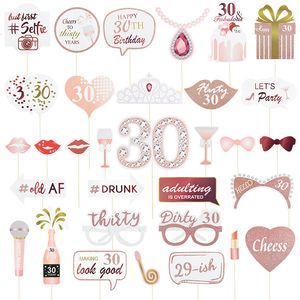 Andere evenementenfeestjes Rose Gold Pink Sweet 18th Birthday Po Booth Props 21e 30th Happy Birthday Party Achtergrond Handheld Po Booth Prop Decor 230907