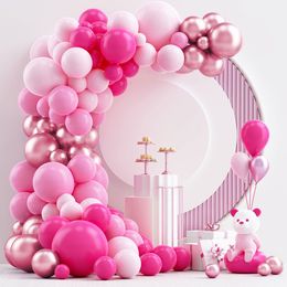 Otros suministros para fiestas y eventos, kit de arco de guirnalda de globos de Metal rosa, decoración de cumpleaños para bodas, globos de látex para niños, Baby Shower 230808