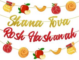 Autres fournitures de fête d'événement Décorations de Rosh Hashanah Shana Tova Bannière Guirlande Rouge et Or Je Year Thème Décor 231205