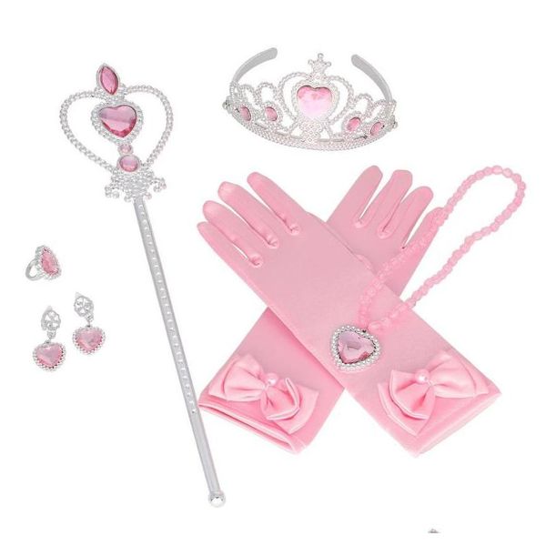Otros suministros para fiestas de eventos Conjunto de accesorios de princesa real Tiara Varita Guantes Collar Anillo Aretes Cetro - Perfecto para disfrazarse Co Dhlej
