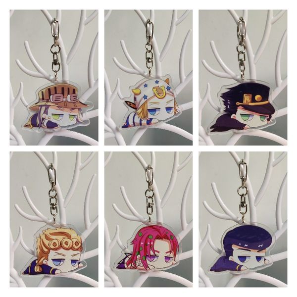 Autre événement des fournitures de fête S Bizarre Adventure Keychain Q Version Figure Giorno Giovanna Acrylique Double face caricaturé Backpa SMTV2