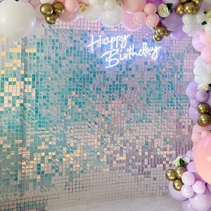 Autres fournitures de fête d'événement Shimmer Sequin Wall Panel Backdrop Blue Pink Onion Pick Birthday Show Square Gliter Décoration décorative Irisdecent 230111