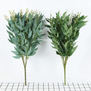 Autres événements Fourniture de fête Silk Bouquet de saule artificiel Fausses feuilles vertes pour le mariage Décoration de vase de jardin jungle des plantes diy couronnes 230330