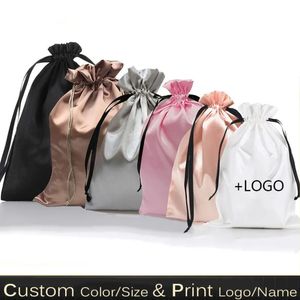 Autres fournitures de fête d'événement Sac cadeau en soie Pochette à cordon de serrage en satin Bijoux de cheveux de luxe Maquillage cosmétique Sacs d'emballage de stockage de chaussures de téléphone portable mignon pour les entreprises 231011