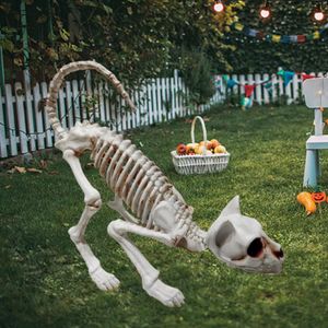 Autres fournitures de fête d'événement Squelette de chat Décor en plastique Squelette Ornement décoratif Creepy Animal Bones Yard Jardin Décoration Festival Ambiance 230906