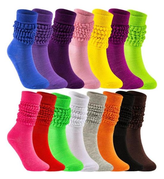 Autres fournitures de fête d'événement Slouch Scrunchy chaussettes pour femmes colorées longues en vrac empilées coton épais dames filles genou décontracté Hi5278993