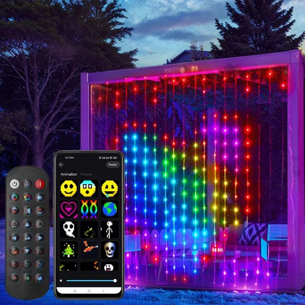 Otros suministros para fiestas de eventos Cortina inteligente Luz de cadena WS2812B 400 LED Cadena DIY Imagen Texto Música Syn LED Pantalla Decoración de fiesta Aplicación Bluetooth Control remoto 231207