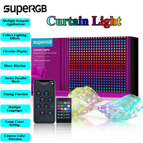 Otros suministros para fiestas de eventos Luces de cortina colgantes de ventana LED inteligentes 300200 Control de aplicación de cadena RGB Color Decoraciones interiores y exteriores 231018