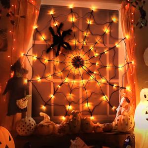 Autres fournitures de fête d'événement Spider Web LED Light Décoration d'Halloween Fête d'Halloween Intérieur Extérieur Jardin Décor Diamètre 1,2 M Spider Web Light 230906