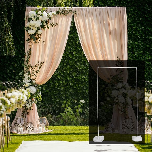 Autres fournitures de fête d'événement Arche de mariage carrée avec des fleurs Cadre en mousseline de soie Ruban de soie pour la décoration d'anniversaire de mariage Toile de fond de douche de bébé 230614