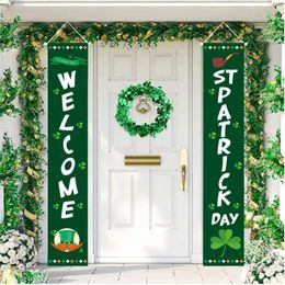 Overige Evenement Feestartikelen St Patrick's Day Decoratie Deurgordijn Saint Patrick Groene Klaver Banner Ierse Couplet Vlag Home Ornamenten 230701