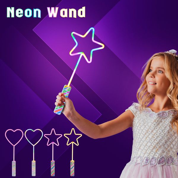 Autres fournitures de fête d'événement Star LED Neon Party Lights Clignotant Light Up Wand Toy Acclamations en forme de coeur Glow Neon Signs Light 230627