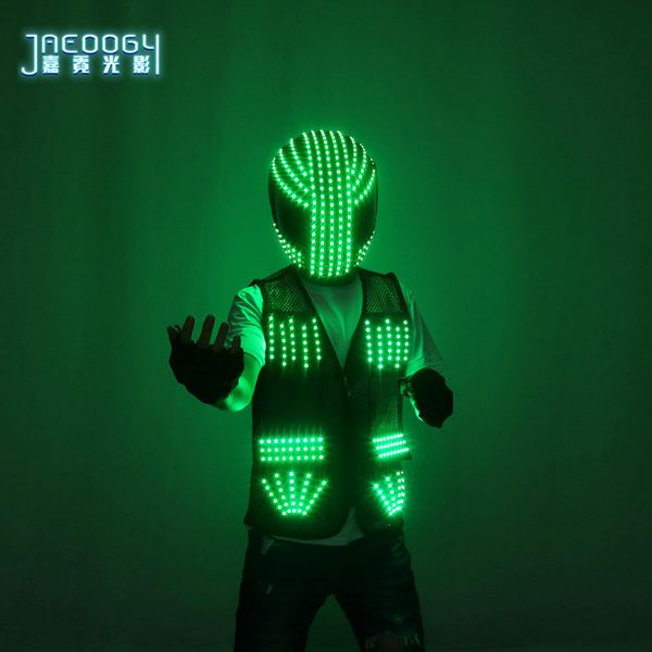 Autres fournitures de fête d'événement Strobe LED Costume Machine Glowing Casque Robot Set pour DJ Stage Performance Props Cospaly Fluorescent 230901