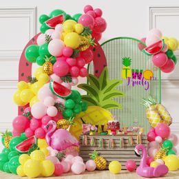 Andere evenementenfeestjes Summer Fruit Flamingo Pink Red Ballonnen Garland Arch Kit voor tropische Hawaii Decorations Girls Baby Shower 230512