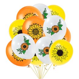 Autres fournitures de fête d'événement Tournesol Latex Ballon Set Plante Fleurs Feuilles Thème Anniversaire Décoration 12in 12PCs 230905
