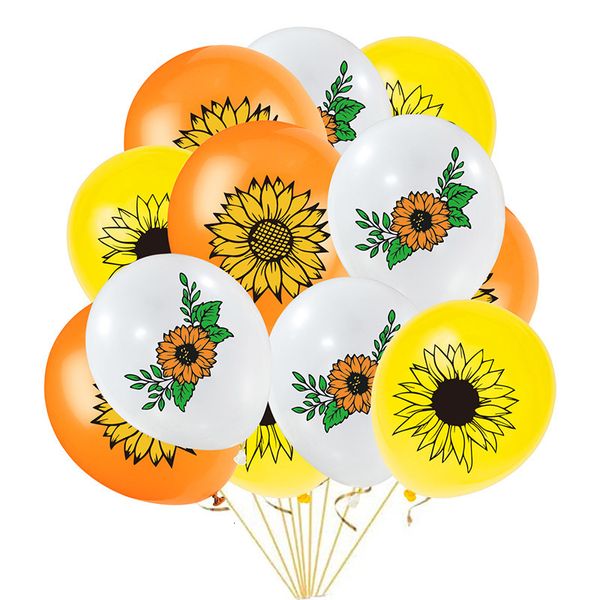 Autres fournitures de fête d'événement Tournesol Latex Ballon Set Plante Fleurs Feuilles Thème Anniversaire Décoration 12in 12PCs 230905