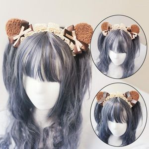Autres fournitures de fête d'événement Sweet Lolita Oreilles d'ours en peluche Bandeau Kawaii Bowknot Hair Hoop Filles Hairband Coiffe Anime Maid Cosplay Acce