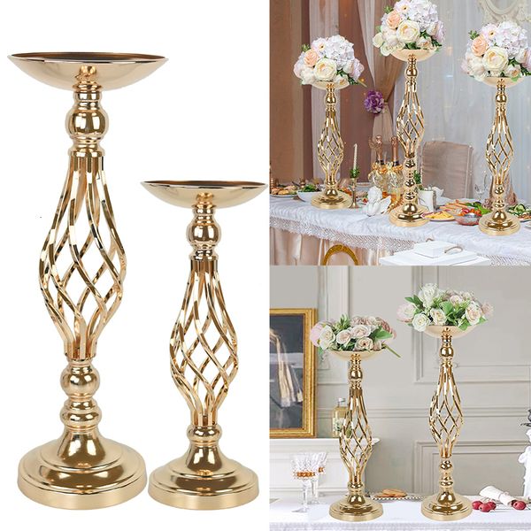 Autres fournitures de fête d'événement Centre de table porte-fleurs Vase de bouquet de fleurs en métal doré pour mariage Décoration de mariage Table / Support d'allée Porte-fleurs 230329