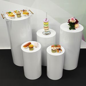 Autres fournitures de fête d'événement Table Dessert Cake Stand Anniversaire Décor de mariage Décoration ronde Toile de fond Base Cylindre blanc 230414