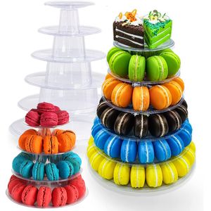 Andere evenementenfeestjes Leveren Round Macaron Tower Stand Cake Display Rack Plastic Tiered Cupcake Desserts For Wedding Birthday Decor 230822