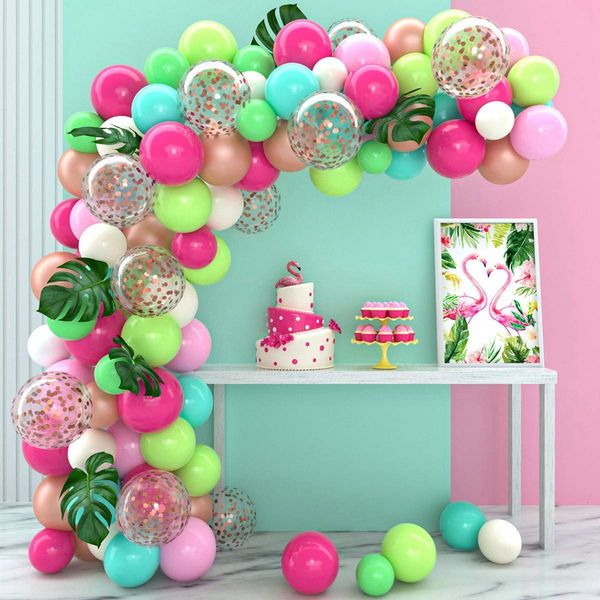 Otros suministros para fiestas de eventos Tropical Hawaiian Balloon Garland Arch Kit Decoración de fiesta de cumpleaños Kids Flamingo Summer Hawaii Party Decor Luau Aloha Baby Shower 230523