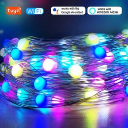 Autres fournitures de fête d'événement Tuya Smart WiFi LED Fairy String Light RGB Danse avec musique Sync Lights Garland pour HomeHolidayChristmas Tree Decor 231109