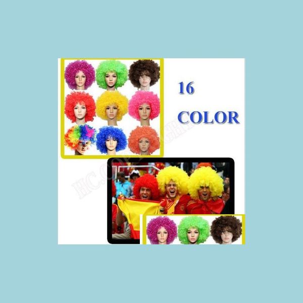 Otro evento Suministros para fiestas Uni Payaso Fans Carnival Wig Disco Circus Funny Fancy Dress Stag Do Fun Joker Adt Disfraz infantil Afro Cur Dhqkr