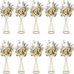 Autres Fournitures De Fête D'événement Vases Or Blanc Fleur Stand 70 CM 50 CM Métal Route Plomb De Mariage Pièce Maîtresse Fleurs Rack Pour La Décoration 230705