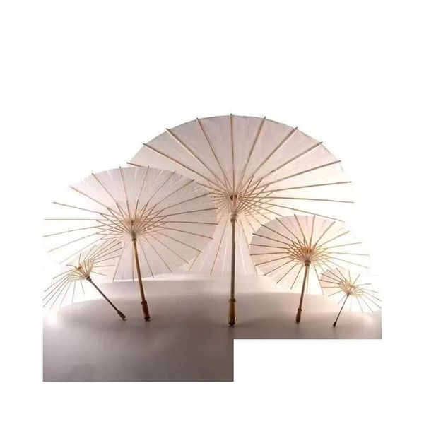 Autre événement Fourniture de fête Marriage 60pcs Bridal Parasols Papier blanc parapluie de beauté Chinese Mini Craft Umbrella Diamètre 60C Dhuax