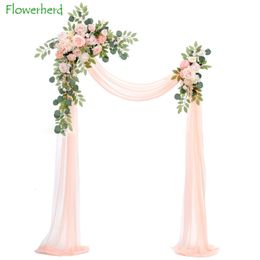 Andere evenementenfeestje Leveringen Wedding Arch Artificial Flowers for Decoration Flower Swag en Semi Sheer Chiffon Table Runner Floral Ceremony 230816