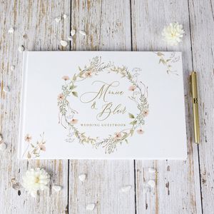 Autres fournitures de fête d'événement Livre d'or de mariage Fleurs Blanc 38 feuilles Livre d'or personnalisé Alternative pour la décoration de mariage Album A4 Po Mariage Cadeau 230907