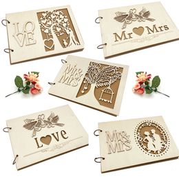 Autres fournitures de fête d'événement Signes de mariage Signature de mariage en bois Livre d'or Mme Mr Po Cadre Décoration de mariage rustique Mariage Livre d'or Décor de fête Faveur 230829