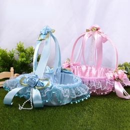 Otros suministros para fiestas de eventos Western Wedding Nupcial Flower Basket Girl Bridesmaid Dispersed Portable 230603