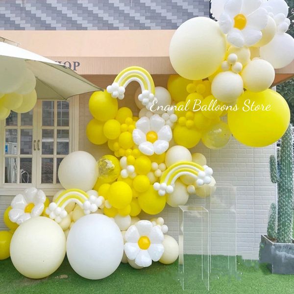 Autres fournitures de fête d'événement Kit de guirlande de ballons marguerite blanche décor de fête d'anniversaire de mariage jaune rose violet bleu ballon en latex ballon décoratif de douche de bébé 230608