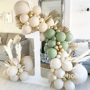 Autres fournitures de fête d'événement Kit de guirlande de ballons beige sable blanc ensemble d'arche de ballons verts organiques douche nuptiale bébé 1er anniversaire décoration mariage 230404