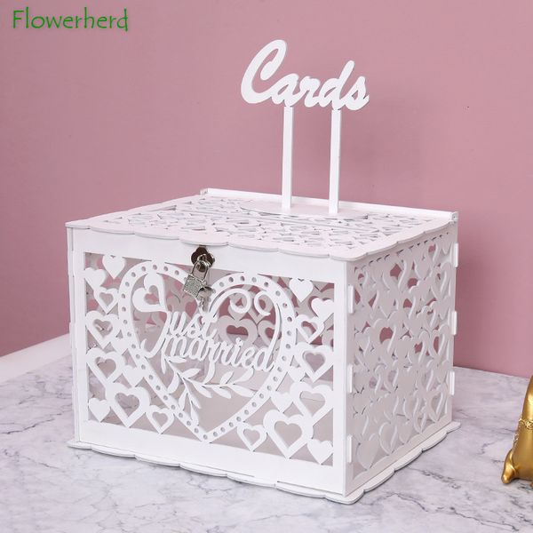 Otros suministros para fiestas de eventos Tarjeta de sobre hueca de madera Caja de boda con cerradura DIY Regalo blanco Cumpleaños Baby Shower Decoración de graduación 230824