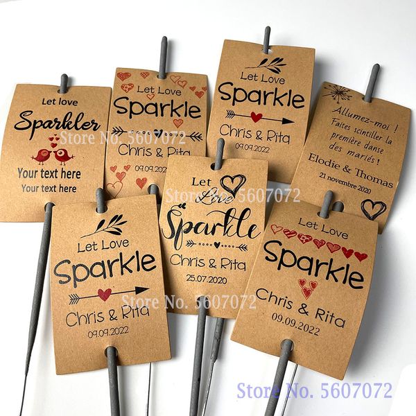 Autres fournitures de fête d'événement XX DIY 100PCS Étiquette personnalisée Sparkler Glow Stick Tags Mariage Feu d'artifice Tags Étiquette personnalisée Non inclus Sparkler 230522