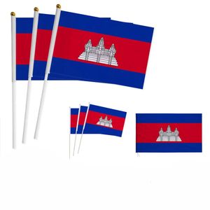 Autres fournitures de fête d'événement Z One Flag 100pcs Cambodge Drapeau à la main 14 21cm National cambodgien tenant agitant petit décor extérieur intérieur 230928