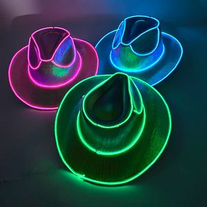 Autre événement sans fil disco lumineux LED Bride Cowgirl brillant Bar Bar Bache Bachelorette Party Supplies clignotant Neon Western Cowboy Hat 230