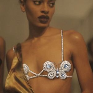 Andere exclusieve vlinder beha bikini top lingerie voor vrouwen sexy luxe kristal carrosserieketen harnas ketting sieradenfeest 221008