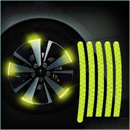 Andere exterieuraccessoires 20 stks auto wiel hub banden rand reflecterende strips lichtsticker voor nacht rijden auto's autoconstyling accessoires dhzlg